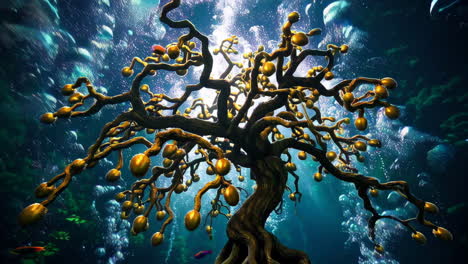 golden underwater bonsai tree