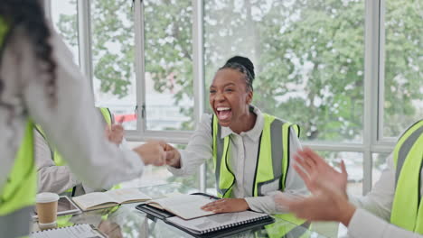 construction team, handshake