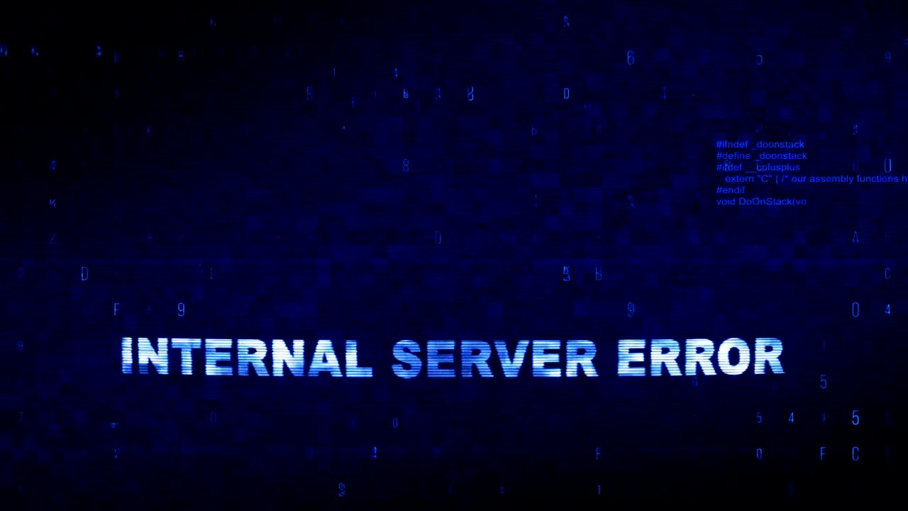 texto interno del servidor ruido digital contracción glitch distorsión efecto error animación.