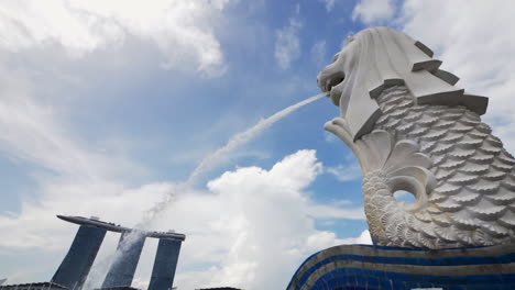 national personification of the country the icon merlion mythical creature with the head of a lion and the body of a fish spouting water in singapore