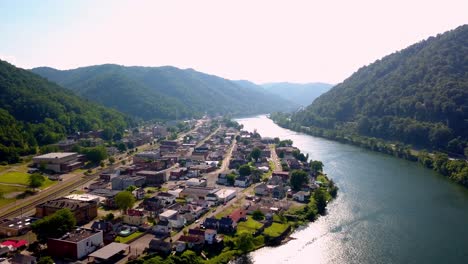 aerial along kanawha river in montgomery west virginia