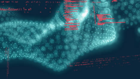 animation of glowing turquoise particles forming wave pattern on dark background