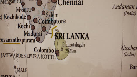 a detailed map showing sri lanka and parts of southern india, including major cities and geographical features