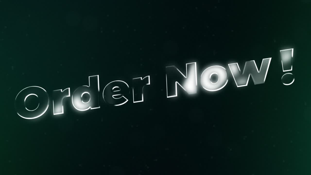 Animated 'Order Now!' Text on Dark Green Background