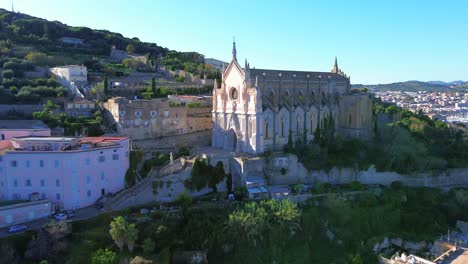 historic gaeta, lazio, with its waterfront and vibrant mediterranean views, aerial approach to tempio di san francesco