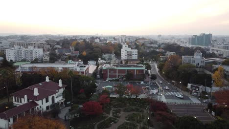 Skyline-Aerial-view-in-Motomachi,-Yokohama