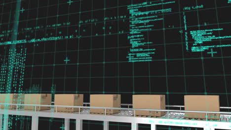 procesamiento de datos a través de la red de red contra múltiples cajas de entrega en la cinta transportadora