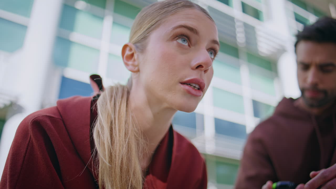 Closeup girl training endurance standing in plank position. Focused athlete