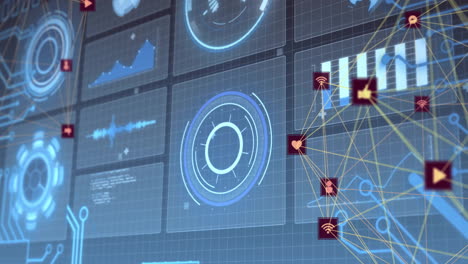 animation of digital data processing over globe with network of connections