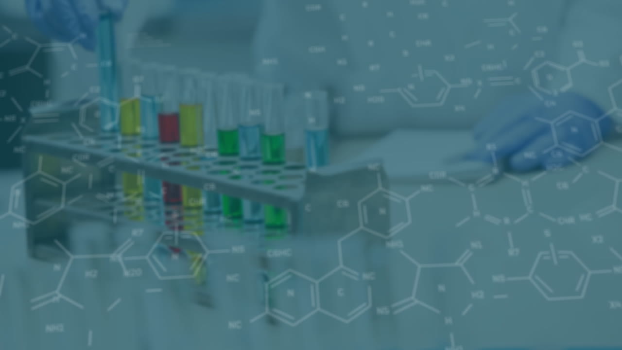 Animation of molecules moving over scientist