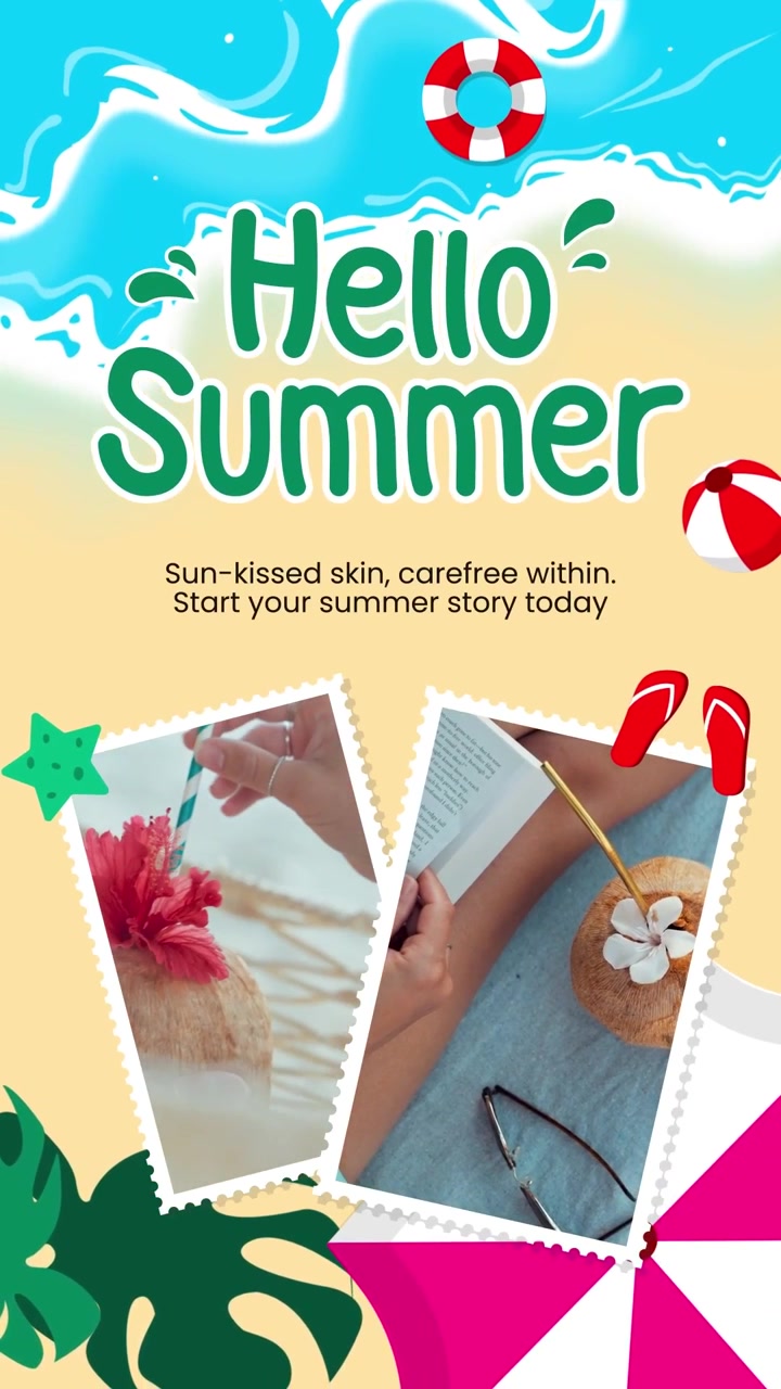 Summer Polaroid Stamp Beach Theme After Effect