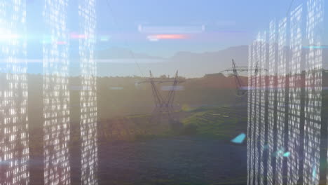 animación del procesamiento de datos sobre las torres