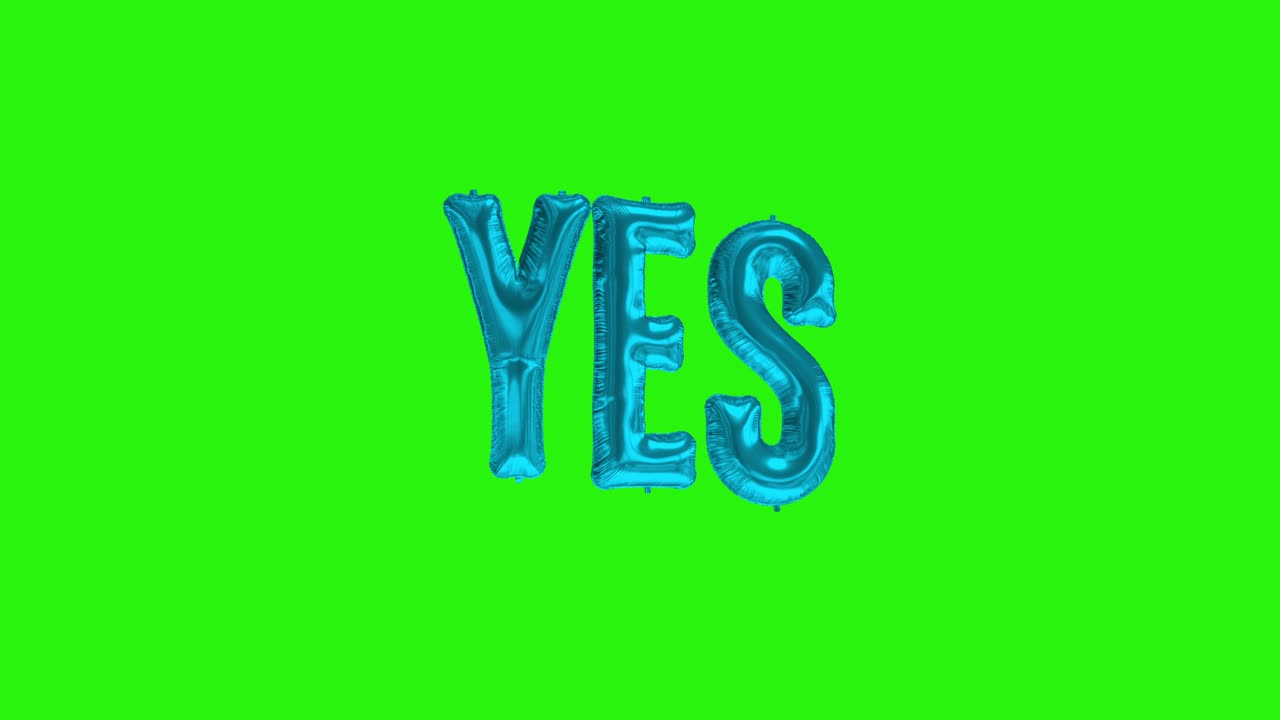 파란 단어 네 녹색 화면에 떠다니는 포일 풍선