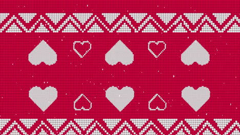 animation of hearts pattern on red background