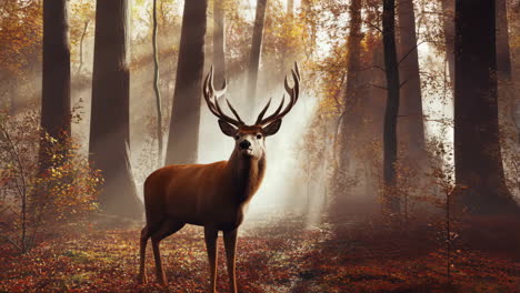 majestic deer in a misty autumn forest