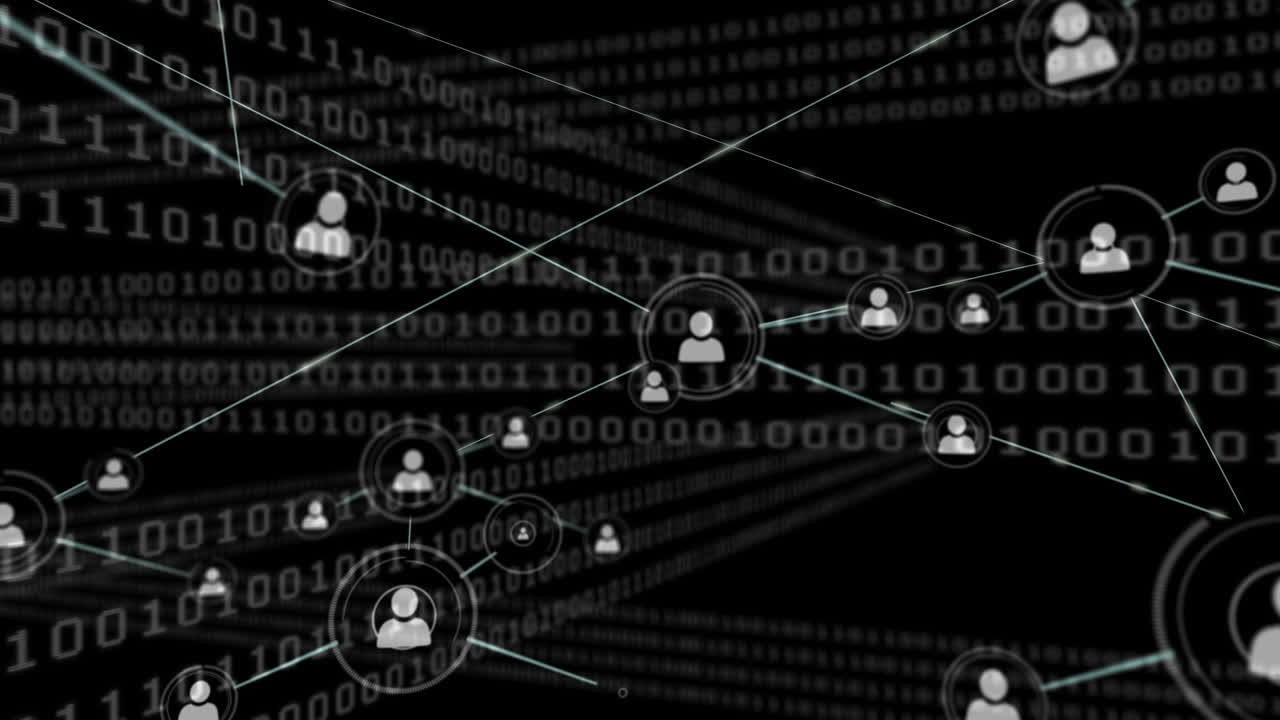 Animation of data processing over black background