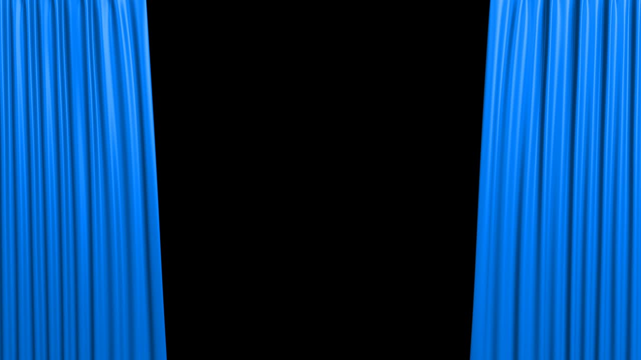 알파 배경을 가진 파란색 개방 커튼