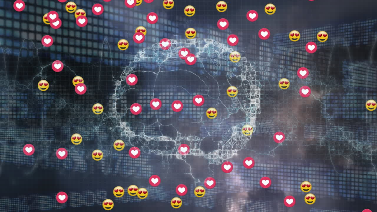 검은 바탕에 떠다니는 바이러스 세포의 애니메이션