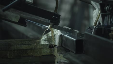 close-up of metal cutting on a water-cooled machine