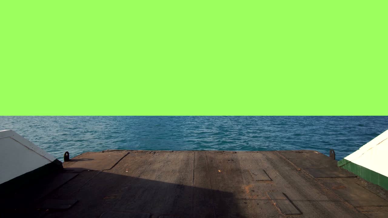 Sea wave view from aboard sailing ship.  to green screen. 4K Resolution