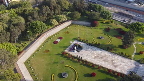 drone video of "parque reducto" a park in miraflores district of lima, peru