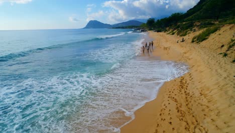 tourists enjoying at beach 4k