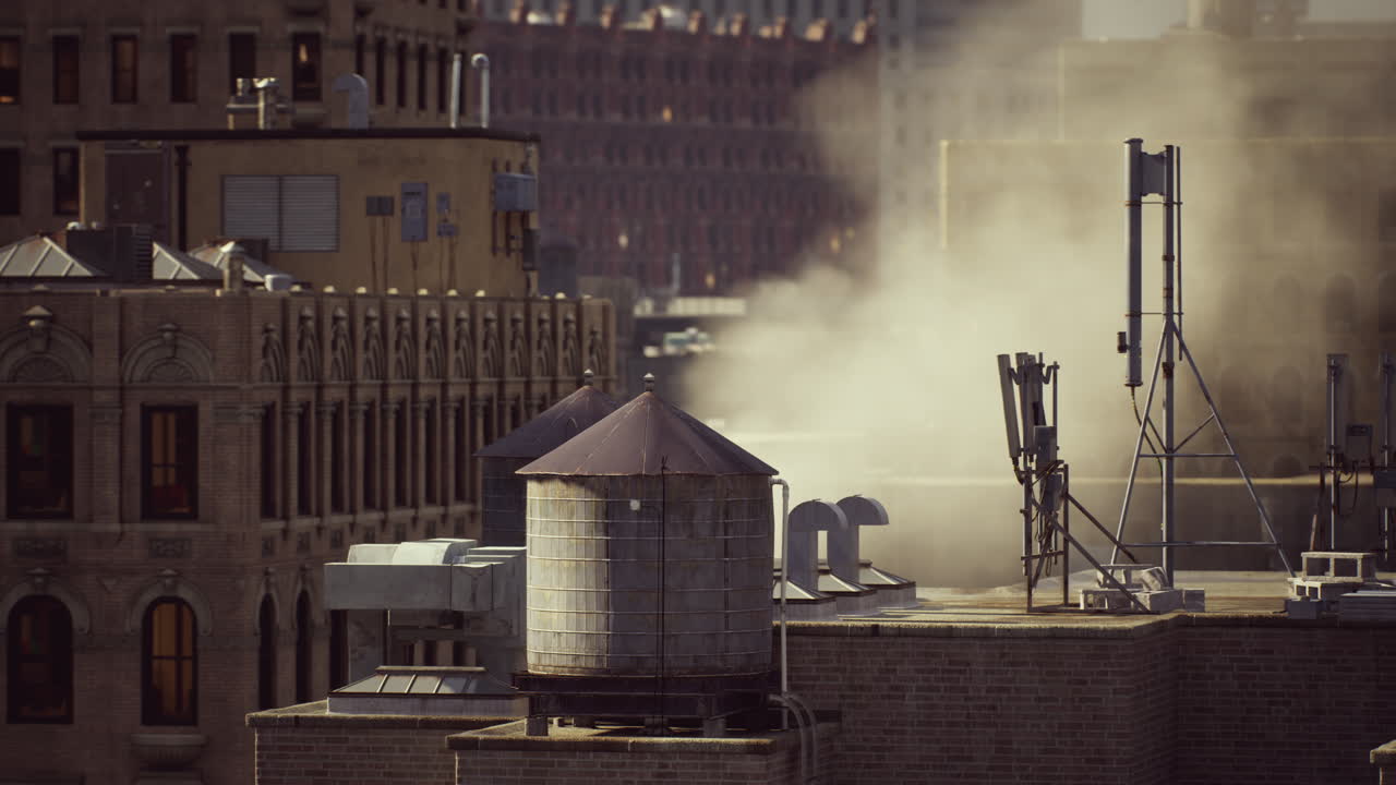 물 탑 이 있는 도시 풍경 의 전망