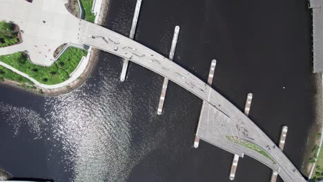 birds eye view of the pedestrian bridge over the providence river, rhode island