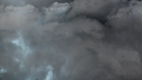 animation of thunderstorm with lightning, heavy rain and grey clouds