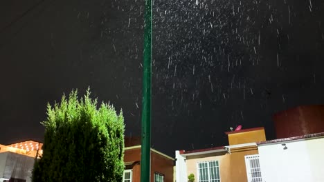 static shot of raindrops and wind falling over the metropolitan area of mexico city.