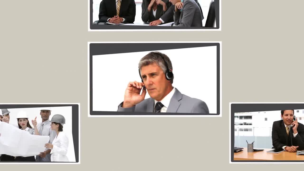 montaje de personas de negocios que trabajan tanto en la oficina como en el campo