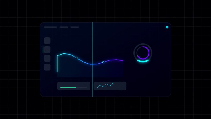Animated Digital Data Dashboard with Fluctuating Line Graph