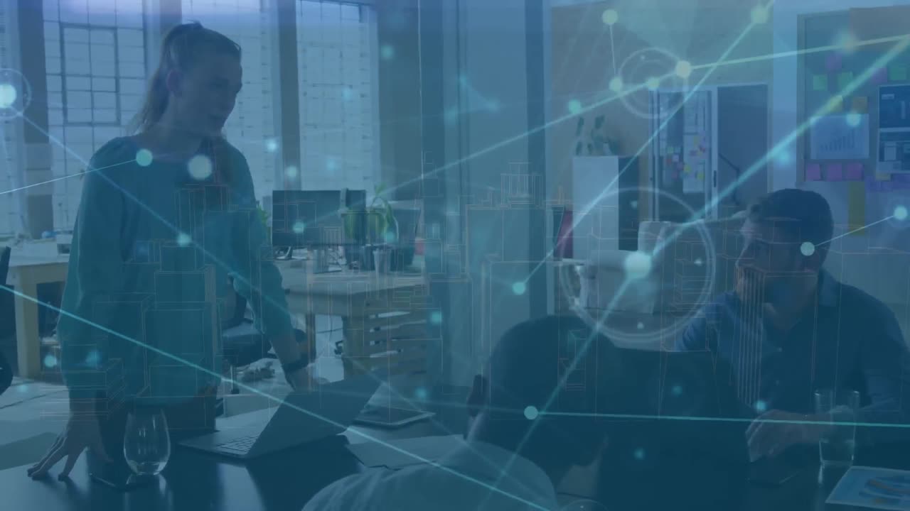 Animation of network of connections over diverse business people