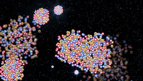 fireworks from social media icons in lively style. fireworks animation with loop seamless. colorful fireworks in 4k. fireworks icons abstraction.