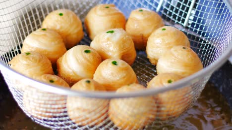 preparation of puff pastry dough for the fried chinese pastry.