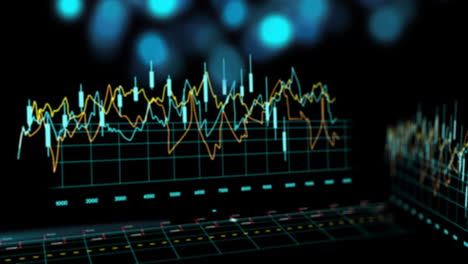 animation of financial data processing over black background