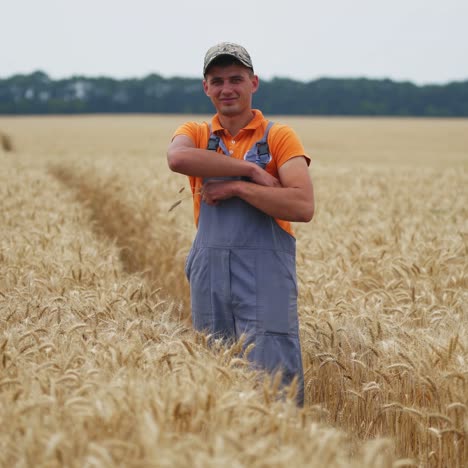 man holding ears of wheat