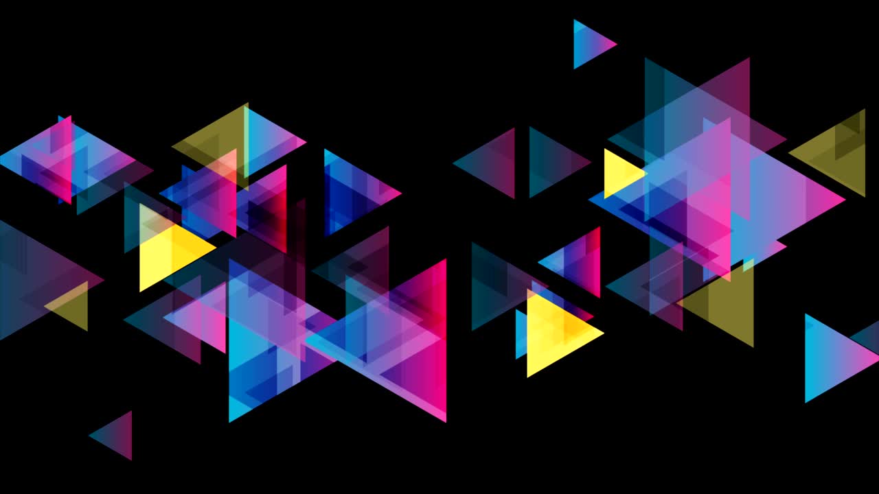 Colorful neon retro triangles tech video animation