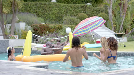 diverse group enjoys a pool party outdoors