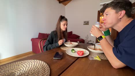 couple having a meal at home