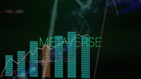 animation of metaverse text, statistics and data processing