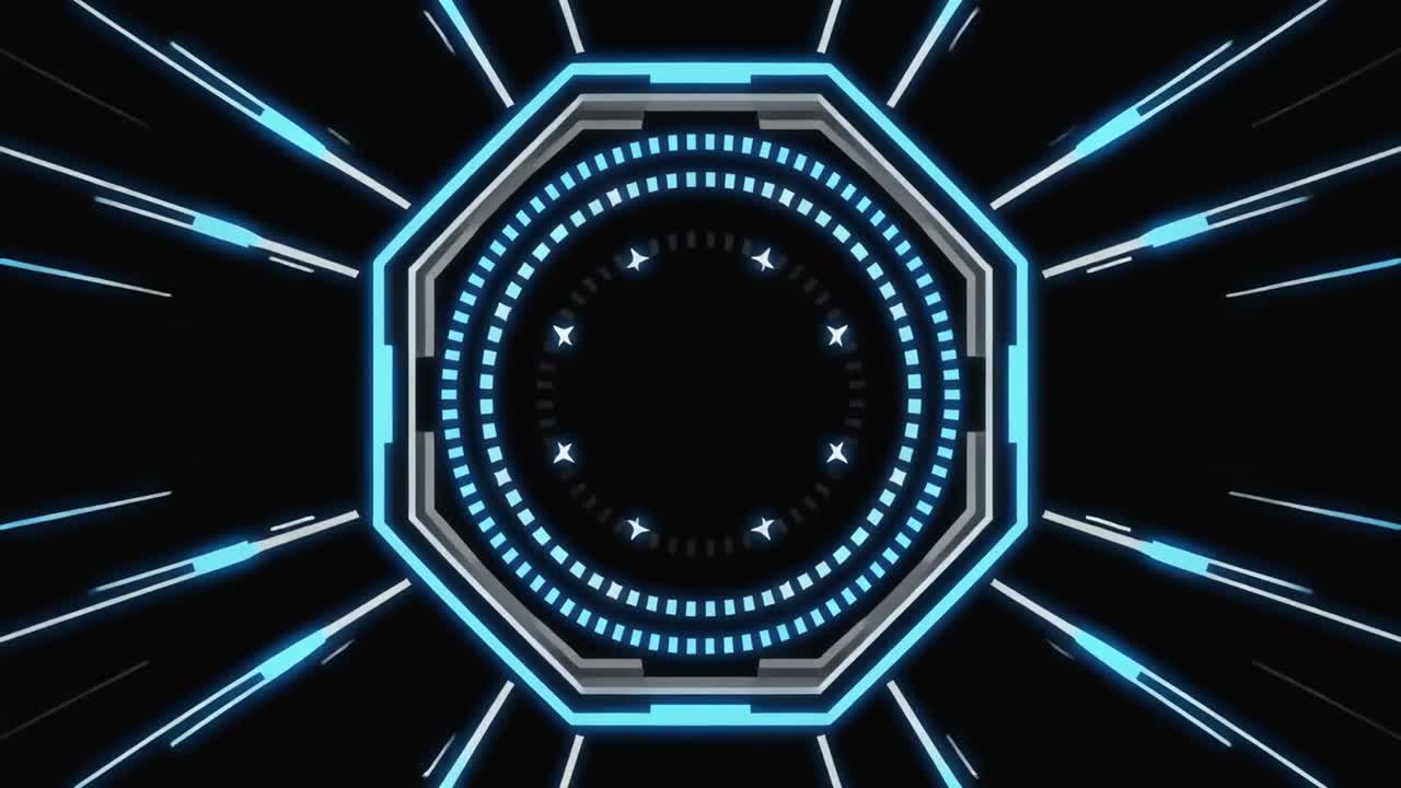 Abstract Futuristic HUD Interface with Blue Glowing Elements
