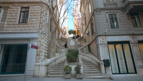 old city streets with historic staircase in istanbul