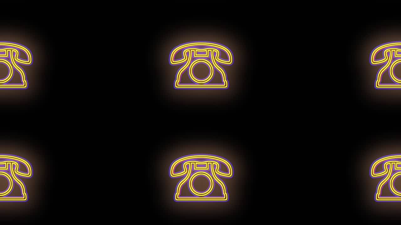 patrón de teléfono vintage con luz amarilla de neón pulsante 3