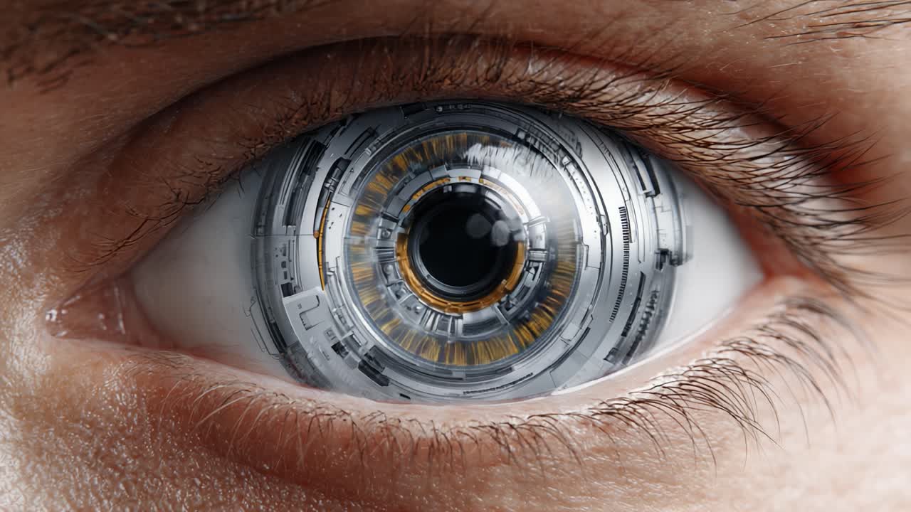 A Technologically Enhanced Eye with Mechanical Elements: Exploring the Intersection of Biology and Cybernetics in Futuristic Visions