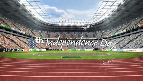 Animation-of-independence-day-text-over-sports-stadium