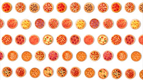 textura que consiste en pizzas en movimiento sobre un fondo blanco.