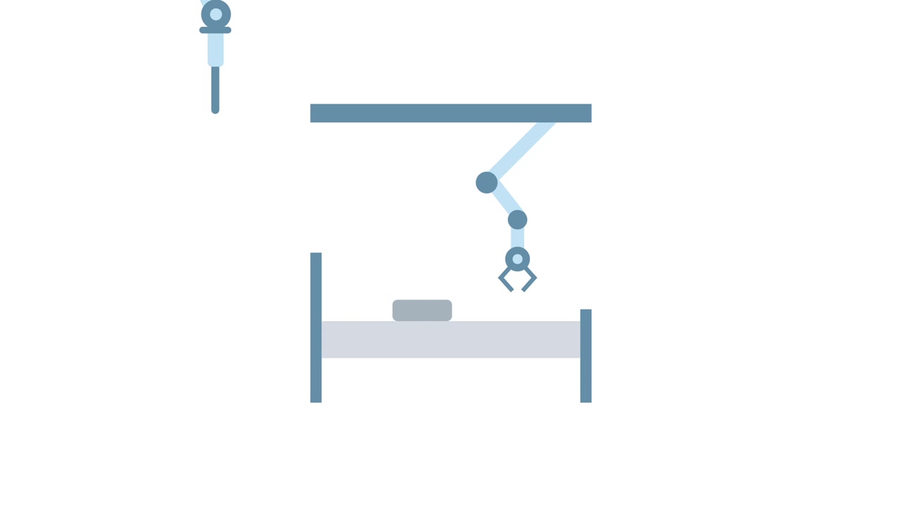 Animated Robotic Arm Setting Up Hospital Bed