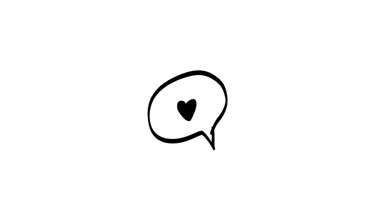 Hand Drawn Speech Bubble with Heart Icon Animation