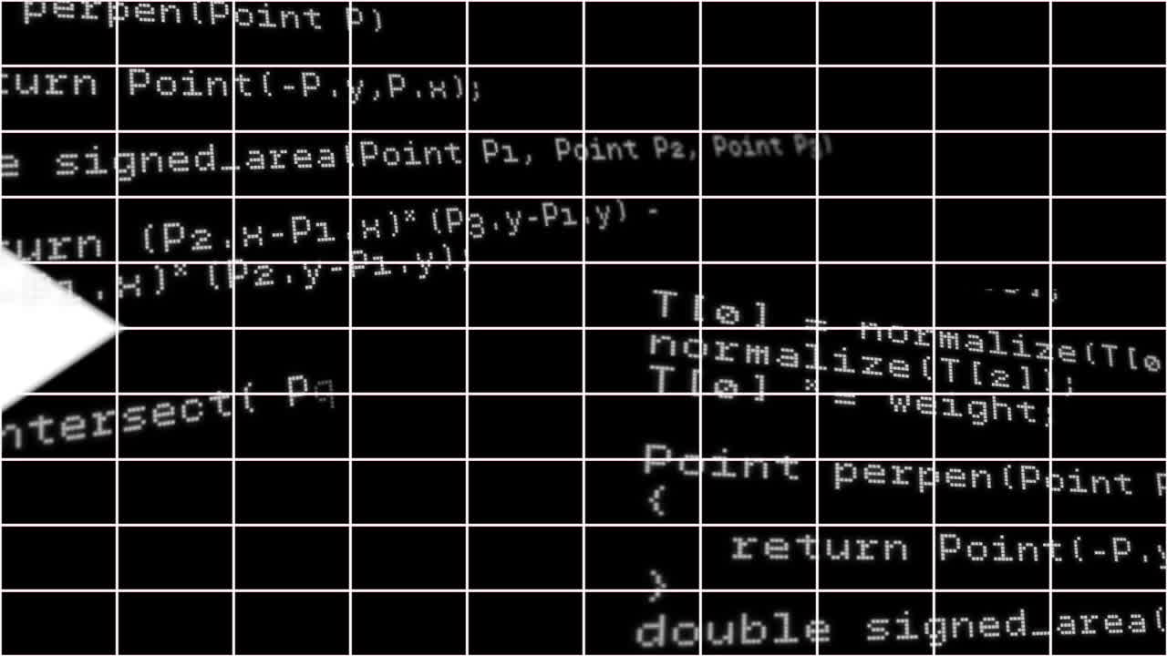 Animation of data processing over white arrows on black background